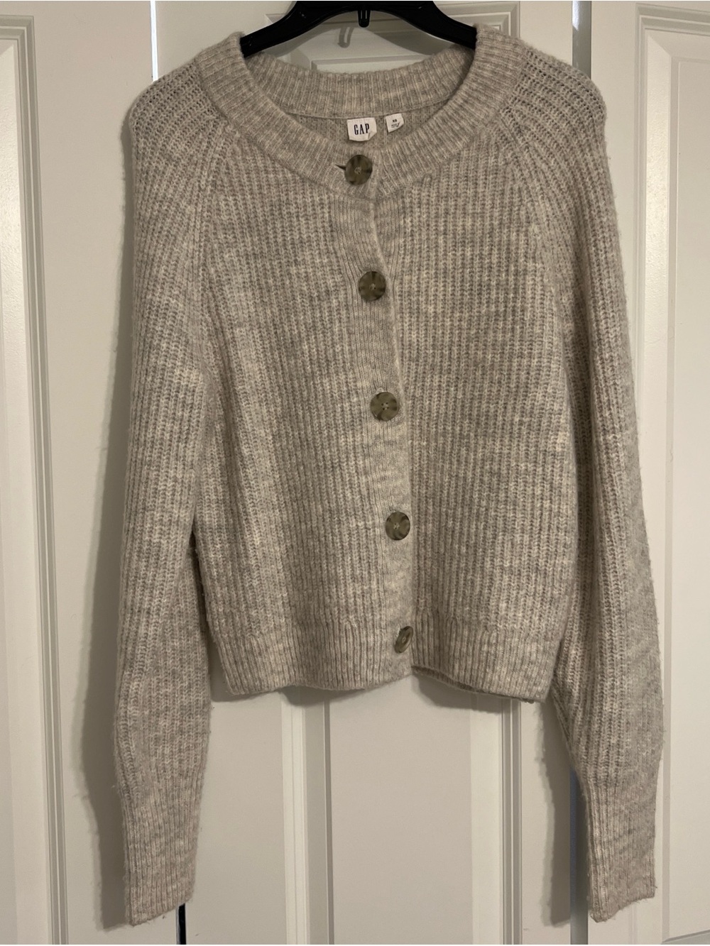 GAP Light Gray Ribbed Button Cardigan - Picture 3 of 5
